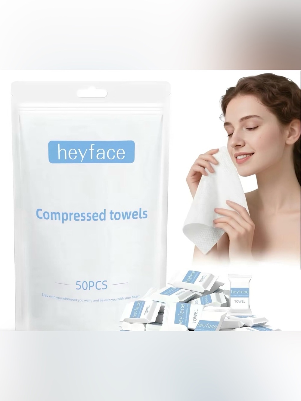 White Compressed Facial Towels - Pack of 50